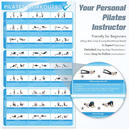 Pilates Kit, Pilates Equipment for Home Workouts, at Home Pilates Set with Complete Accessories: Pilates Ring, Pilates Ball, Long and Loop Resistance Bands, Socks, Massage Ball, Guide & Bag