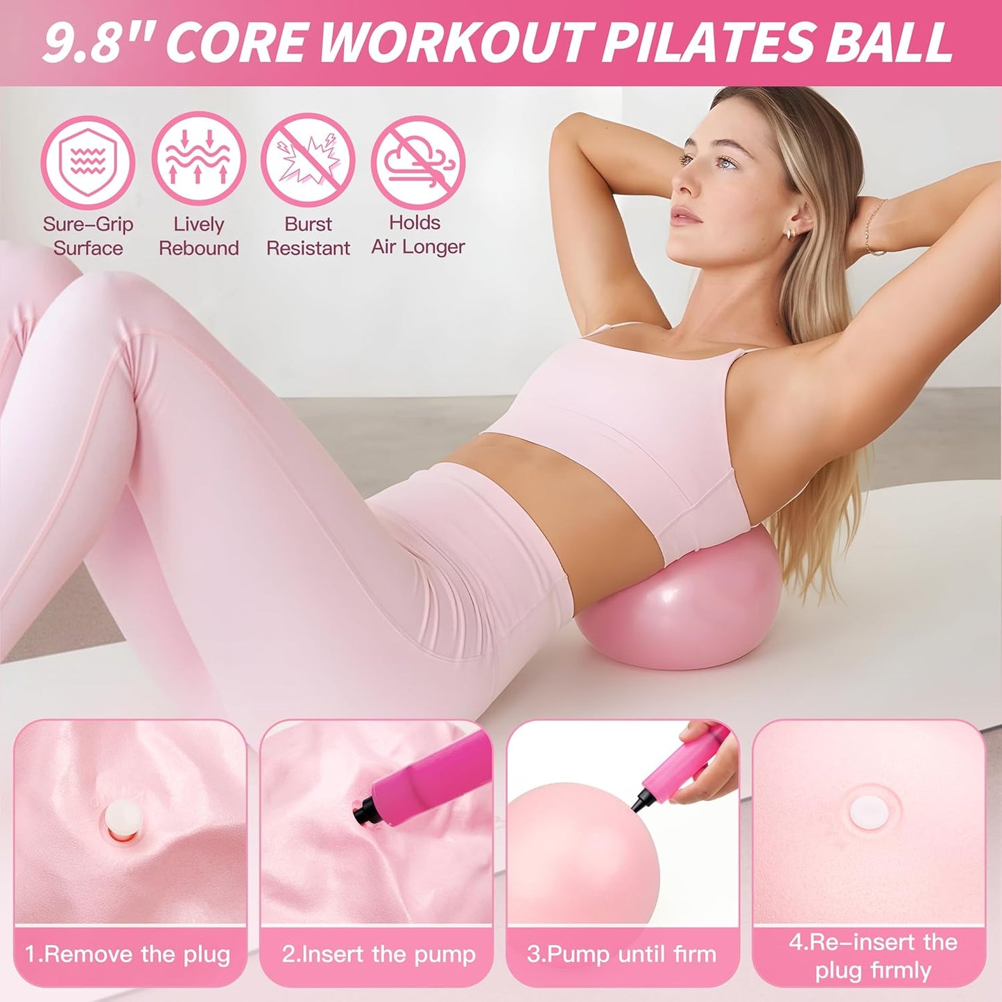 Pilates Kit, Home Pilates Workout Kit for Women, Pilates Equipment with 14.5" Pilates Ring and Ball, Resistance Bands, Ankle Weights, Sliders & Grip Socks for Home Workouts