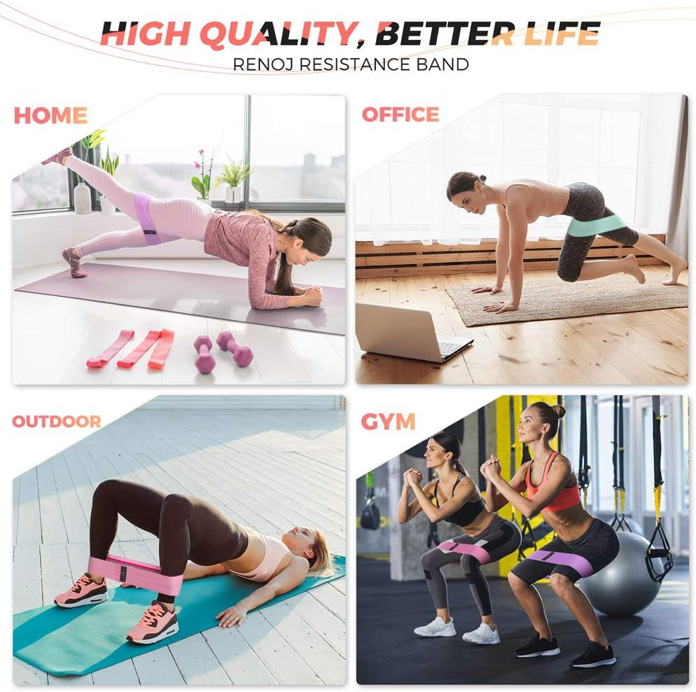 Resistance Bands for Working Out: 3-Set Professional Exercise Bands for Pilates, Yoga, Home Gym, Booty, Leg Training | Heavy/Medium/Light Fabric Loops for Women Men