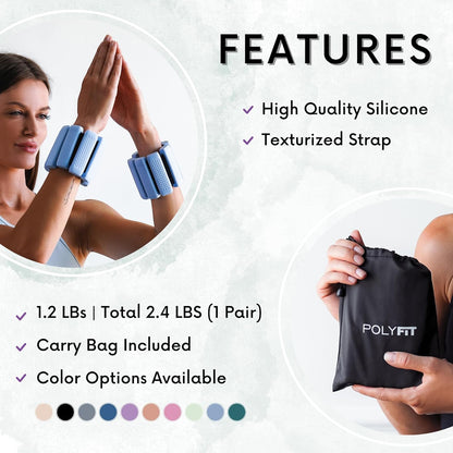 Wrist & Ankle Weights - 1 Pair - Wearable Ankle Weights for Women and Men - Wearable Bracelet for Exercise, Yoga, Walking, Running, Dance, Barre, Pilates, Cardio, Aerobics
