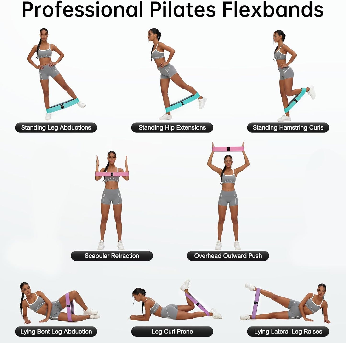 Resistance Bands for Working Out: 3-Set Professional Exercise Bands for Pilates, Yoga, Home Gym, Booty, Leg Training | Heavy/Medium/Light Fabric Loops for Women Men